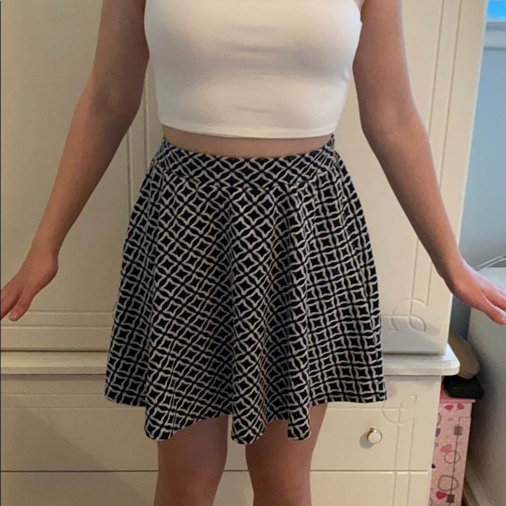 Black and white skirt.
